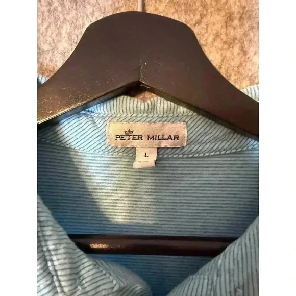 Peter Millar Blue Striped Golf Polo - Large - Picture 4 of 6